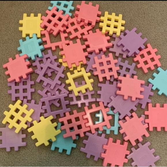 Vintage Little Tikes Wee Waffle Blocks Pastel Huge 44 Piece...